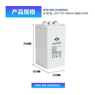 GFM-600 Batería de plomo ácido 2V600Ah 181mm de ancho para energía UPS y almacenamiento de energía solar